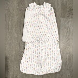 Halo Transitional Swaddle Sleep Sack - Floral White, Pink and Orange